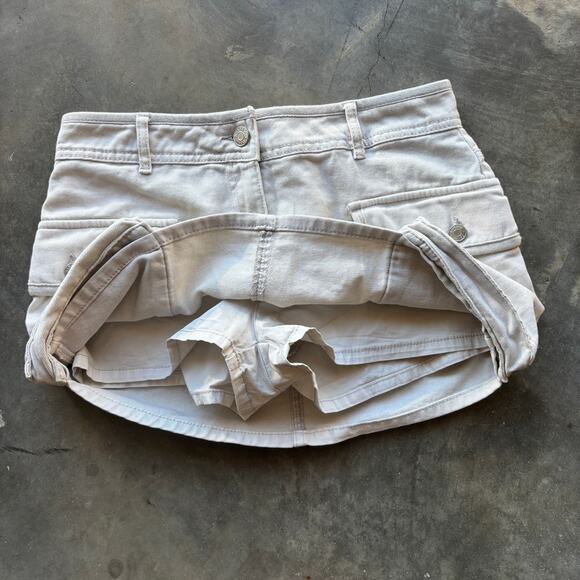 Garage Cargo Mini Skirt Skort Women's TP/XS Beige Utility Denim Jean Skort - Picture 3 of 10